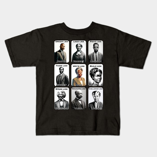 Heroes of Black History, Civil Rights Leaders Kids T-Shirt by UrbanLifeApparel